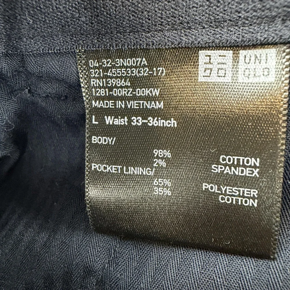 Uniqlo Shorts Mens Large Blue Chino Stretch Flat Front Stretch Casual Cotton